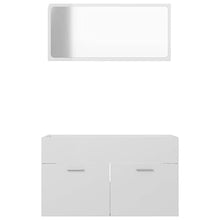vidaXL Set Mobili da Bagno 2 pz Bianco Lucido in Truciolato