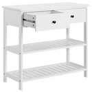 Tavolo consolle da pavimento per bagno/casa, con 2 cassetti, colore: bianco