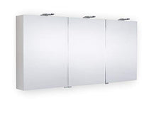 Generisch Terra Como - Armadietto a specchio in alluminio, con luce a LED, pannello posteriore in vetro nero, 1500 x 700 x 155 mm