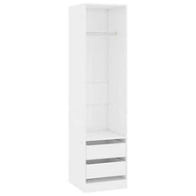 Tidyard Armadio Guardaroba da Ingresso Soggiorno, Armadio Camera da Letto, con 2 Cassetti e 1 Ampio Scomparto con Barra Appendiabiti, Bianco Lucido 50x50x200 cm