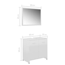 Irfora Mobiletto Bagno, Set Mobili da Bagno, Mobile Specchio Bagno, Mobiletto Salvaspazio, Arredo Bagno, in Truciolato Bianco Lucido