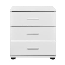 [en.casa] Comodino da Letto Elegante Bianco 3 x cassetti truciolato