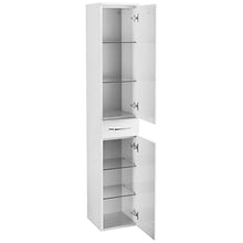 FACKELMANN - Set di 4 mobili da bagno Milano, da appendere, in ceramica, 110 cm e armadietto a specchio a LED