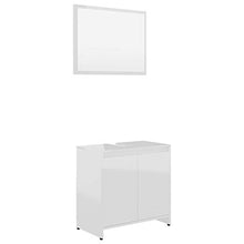 Tidyard Set Mobili da Bagno Bianco Lucido in Truciolato,Resistente e Stabile