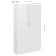 Festnight Libreria Bianco Lucido con 4 Ampi Scomparti e 2 Ante,Librerie per Soggiorno, Librerie per arredo Studio 82,5x30,5x150 cm in Truciolato