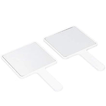 Specchio da trucco, 2 pezzi con manico singolo laterale, specchio cosmetico portatile per salone di bellezza, colore: bianco