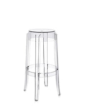 Kartell Charles Ghost Sgabello Large, H. 75 cm, Set da 2, Policarbonato Trasparente o colorato in Massa, Cristallo, H. 75