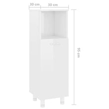 vidaXL Armadio da Bagno Bianco Lucido 30x30x95 cm in Truciolato