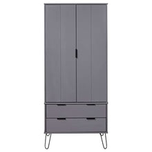 Armadio New York Range, in legno di pino massiccio, grigio