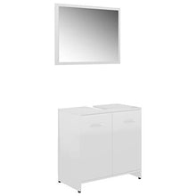 Irfora Mobiletto Bagno, Set Mobili da Bagno, Mobile Specchio Bagno, Mobiletto Salvaspazio, Arredo Bagno, in Truciolato Bianco Lucido
