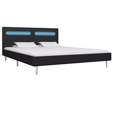 vidaXL Giroletto con Luci LED Imbottito Classico Elegante Telaio Letto Struttura in Metallo e Legno Gambe in Ferro Nero in Tessuto 160x200 cm