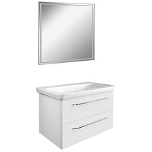 FACKELMANN - Set di mobili da bagno "Milano", 3 pezzi, sospesi con lavabo in ceramica, 80 cm e specchio da bagno a LED