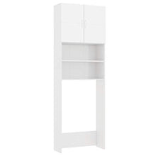 Tidyard Mobile per Lavatrice, Mobiletto Bagno, Armadio Alto per Lavatrice, con 2 Ante e 2 Scomparti Aperti, 64x25,5x190 cm in Truciolato Bianco Lucido