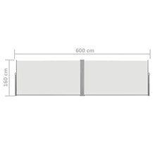 vidaXL Tenda da Sole Laterale Retrattile 160x600cm Crema Paravento Frangivento
