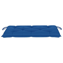 vidaXL Panca da Giardino con Cuscino Blu 112 cm in Legno di Teak