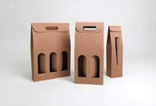 SCATOLA BOX PER 2 BOTTIGLIE AVANA MARRONE VINO BIRRA OLIO 750 ML MANICO CARTONE