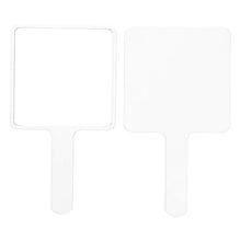 Specchio da trucco, 2 pezzi con manico singolo laterale, specchio cosmetico portatile per salone di bellezza, colore: bianco