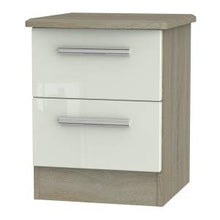 Comodino/casa con due cassetti armadietto cassettiera – Bianco lucido/Darkolino