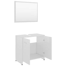 Irfora Mobiletto Bagno, Set Mobili da Bagno, Mobile Specchio Bagno, Mobiletto Salvaspazio, Arredo Bagno, in Truciolato Bianco Lucido