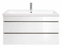 Mobile bagno Via 100 bianco lucido , cassetti senza maniglie