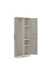 Keter Wood Grain Armadio Portascope, Grigio con Porte Imitazione Legno, 68 x 39 x 182 cm