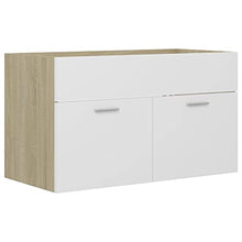 vidaXL Set Mobili da Bagno 2 pz Bianco e Rovere Sonoma in Truciolato