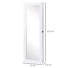 homcom Armadio Portagioielli da Parete con Specchio in Legno MDF, Bianco, 37x9.5x112cm