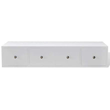 Cacoffay Meuble de rangement en bois blanc avec 4 tiroirs