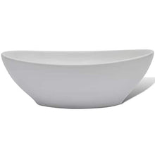 SENLUOWX - Lavabo da appoggio in ceramica moderna con ovale bianco, 40 x 33 cm, mobile da bagno