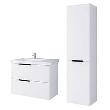 Planetmöbel Set completo di mobili da bagno con lavabo e mobile alto, colore bianco