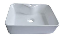 1 lavabo in ceramica rettangolare con foro per rubinetto, 48 x 37 cm