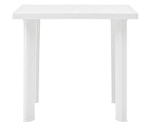 Tomaino Tavolo da Giardino in plastica Quadrato con Foro per ombrellone (Bianco)