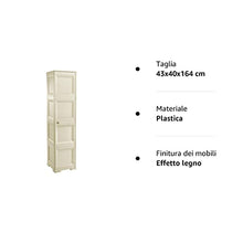 Tontarelli S.p.A. COLONNINA 4 Moduli Ante Lisce Mobile Contenitore, Angora, 43x40x164 cm