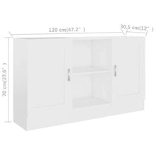 vidaXL Credenza Bianca 120x30,5x70 cm in Legno Multistrato