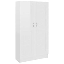 Festnight Libreria Bianco Lucido con 4 Ampi Scomparti e 2 Ante,Librerie per Soggiorno, Librerie per arredo Studio 82,5x30,5x150 cm in Truciolato