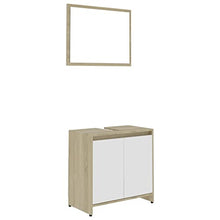 Sonoma Agglomerato - Set di mobili da bagno, colore: Bianco e quercia