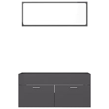 vidaXL Set Mobili da Bagno 2 pz Grigio Lucido in Truciolato