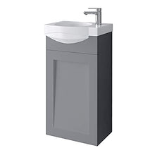 Planetmöbel Mobile con lavabo in ceramica, per bagno degli ospiti, 40 cm, colore grigio opaco