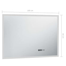 LED-Badspiegel mit Touch-Sensor und Zeitanzeige 100×60 cm