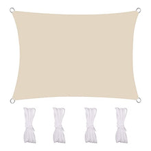 MEEYI Vela Rettangolare 2X2.5m Vela Rettangolare Anti-UV 95% Impermeabile & Protezione Solare Antivento & Resistente a Strappi per Giardino Cortile Piscine, Beige-Bianco