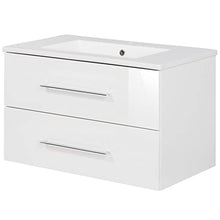 FACKELMANN B.Perfekt - Set di mobili da bagno, 3 pezzi, con mobiletto in ceramica, 100 cm e armadietto a specchio a LED