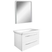 FACKELMANN - Set da 3 mobili da bagno Milano con lavabo sospeso in ceramica 80 cm e specchio da bagno a LED