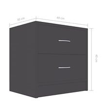 SKM Comodini 2 pz Grigi 40x30x40 cm in Truciolato