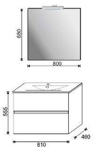 Mobile Bagno Completo Lavabo Specchio Led Harmony 80CM CERAMICHEMIRANDA-Frassino Tranchè