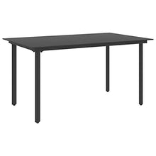vidaXL Tavolo da Giardino Nero 150x80x74 cm in Acciaio e Vetro
