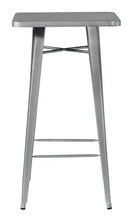 Tavolo bar e giardino alto stile industriale lamiera silver 70 x 70 centimetri