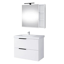 Planetmöbel Set completo di mobili da bagno con lavabo e armadietto a specchio