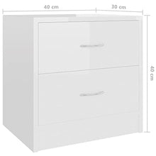 vidaXL Comodini 2 pz Bianco Lucido 40x30x40 cm in Truciolato