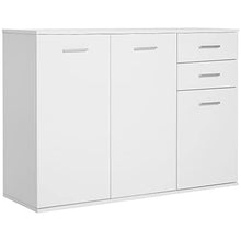 homcom Armadietto da Ufficio 3 Armadietti 2 Cassetti Legno 106x35x76cm Bianco