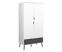 Esidra Armadio Guardaroba 2 Ante + 2 cassetti Bicolore, 98,6 x 200,1 x 58,1 cm